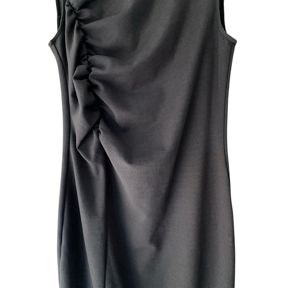 J CREW 365 | NWOT | BLACK PONTE KNIT RUCHED SLEEVELESS BODYCON DRESS | SIZE: 6 - Picture 5 of 10